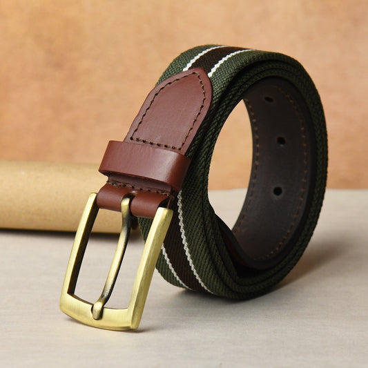 Cedarlof Unisex Canvas Belt with Leather Trim - Cedarlof