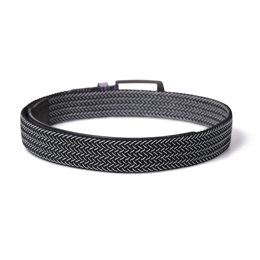 Cedarlof Unisex Woven Elastic Belt with Leather Trim - Cedarlof