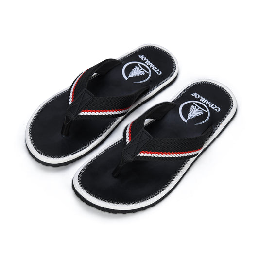 CedarLof Men’s Premium Daily Slippers – Black Red