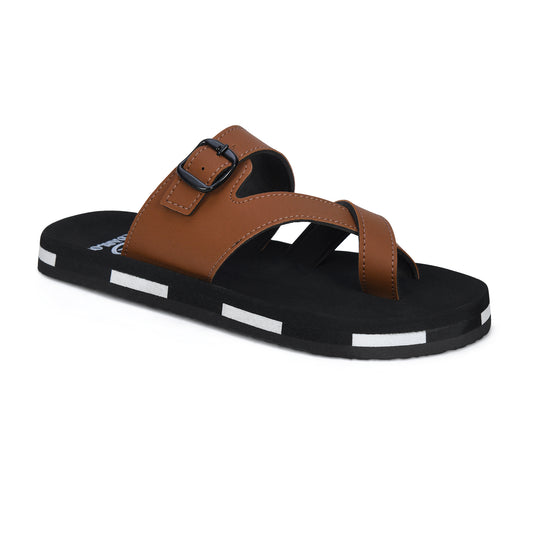 CedarLof Men’s Leather Finish Buckle Sandals – Classic Tan