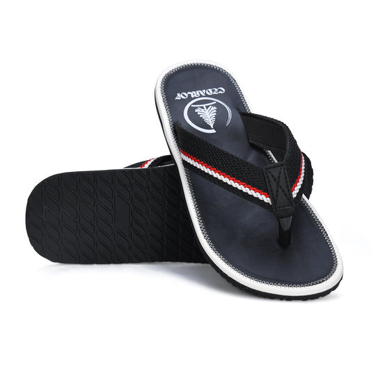 CedarLof Men’s Premium Daily Slippers – Black Red